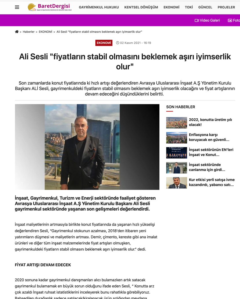 Ali Sesli Baret Dergisi 2 Kasım 2021