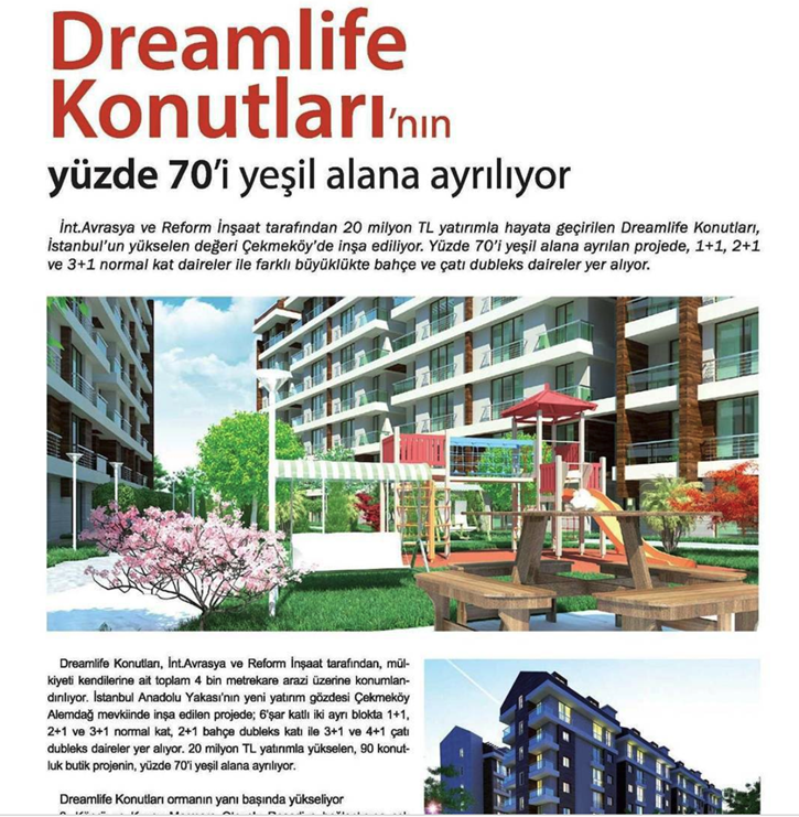 Dreamlife Konutları'nın yüzde 70'i yeşil alana ayrılıyor